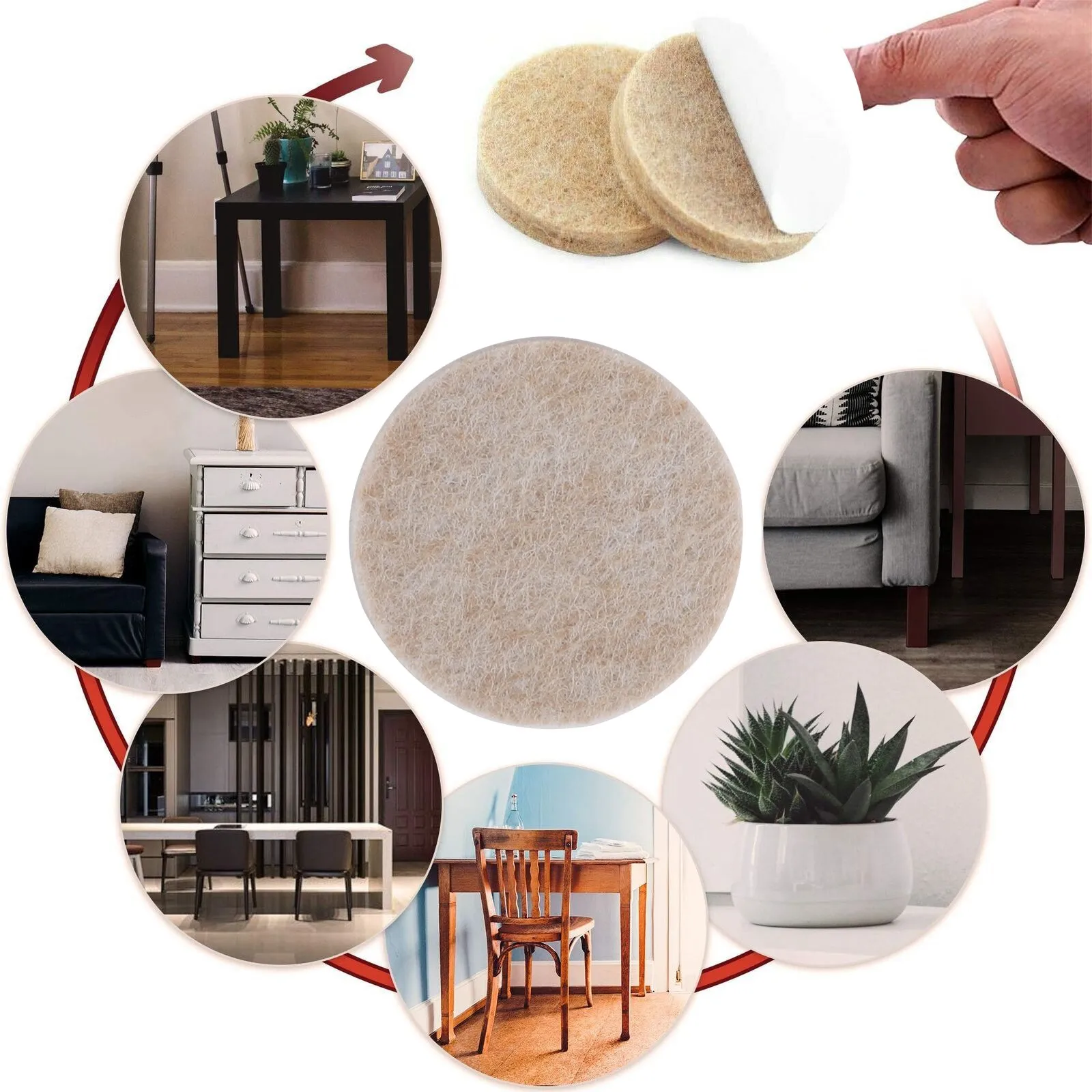 Artudatech 357ชิ้น Self-Stick แผ่นเฟอร์นิเจอร์สำหรับพื้นผิวแข็ง Beige