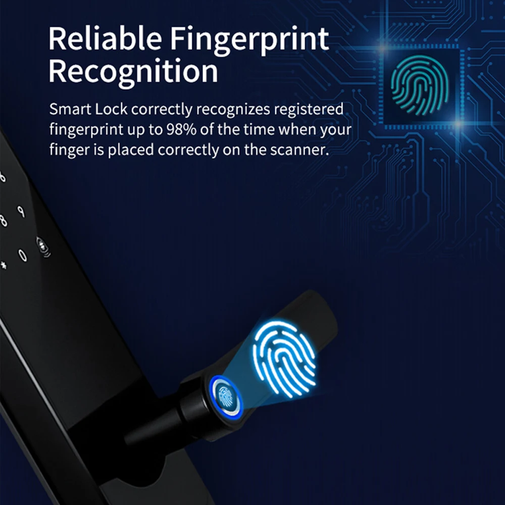 Intellithings Tuya Smart Electronic Fingerprint Lock with Doorbell Function WiFi APP Card Key Unlock Security For Home Apartment