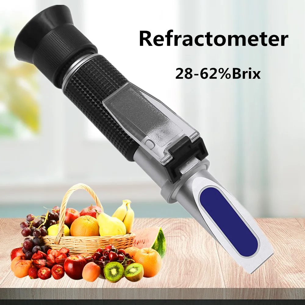 28-62% Sugar Meter Brix Refractometer Handheld High Concentration ATC Densimeter For Beer Wine Juice Brix Measurement