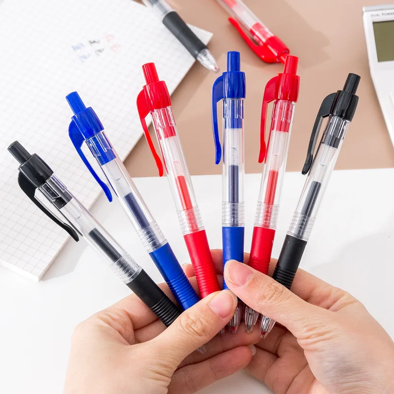 8 PCs Ultra-Long Writing Large-Capacity Press Office Gel Pen Reddish Black Blue 0.5mm Office Gel Pen Wholesale Stationery