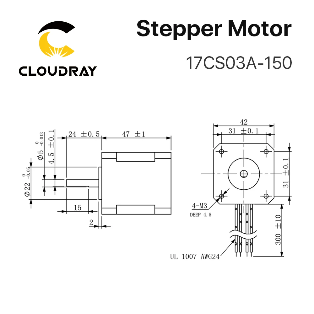 Motor paso a paso Nema17 42mm 2 fases 30Ncm 1.5A Motor paso a paso Cable de 4 conductores para impresora 3D CNC XYZ