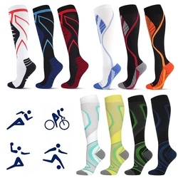 Chaussettes de Compression pour hommes et femmes, cyclisme, longues, sport, basket-ball, Football, paire haute, noir, course, Skate épais