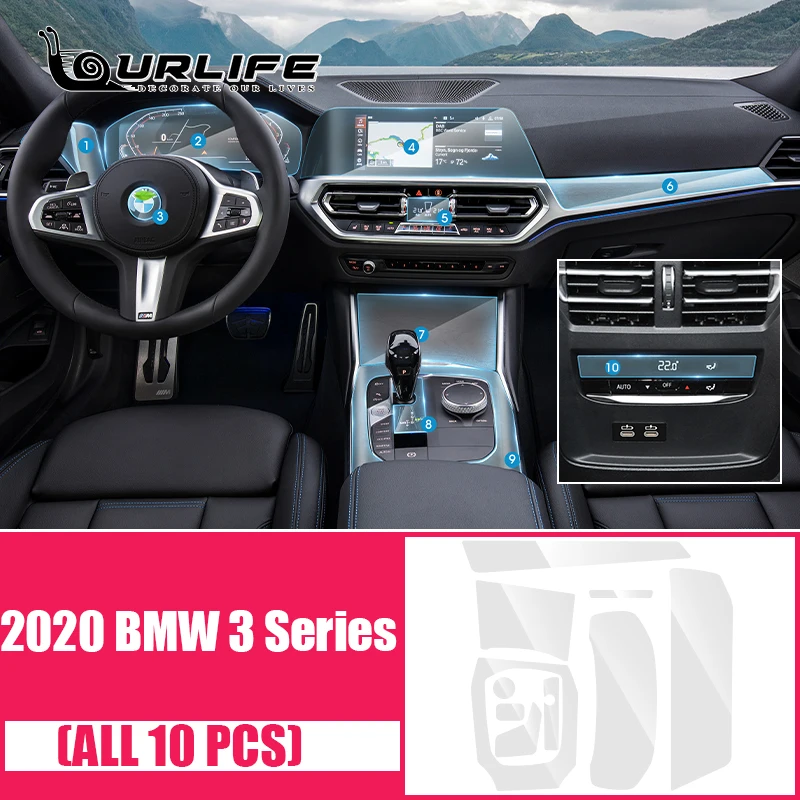 

Car Interior Transparent Protective Film Center Console Gear Sticker For bmw 3 series g20 g28 320 325 330li accessories