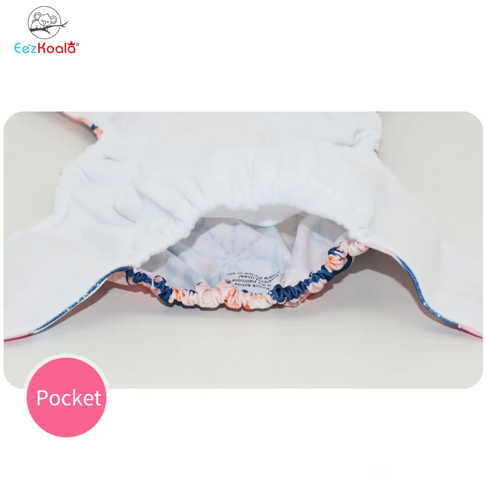 EezKoala 1pc Reusable Cloth Diaper Washable Baby Pocket Nappy Eco-Friendly  Adjustable fit 3-18kg