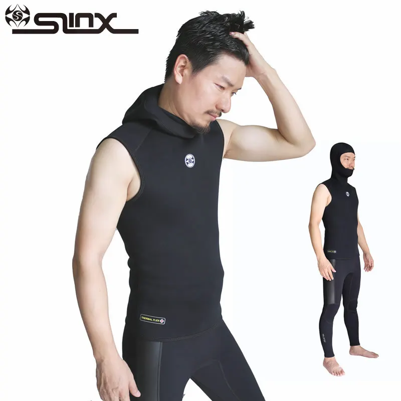 3MM Neoprene Scuba Diving Vest with cap Men hooded Waistcoat Sleeveless jacket WindSurfing vest drifting Snorkeling Swimwear