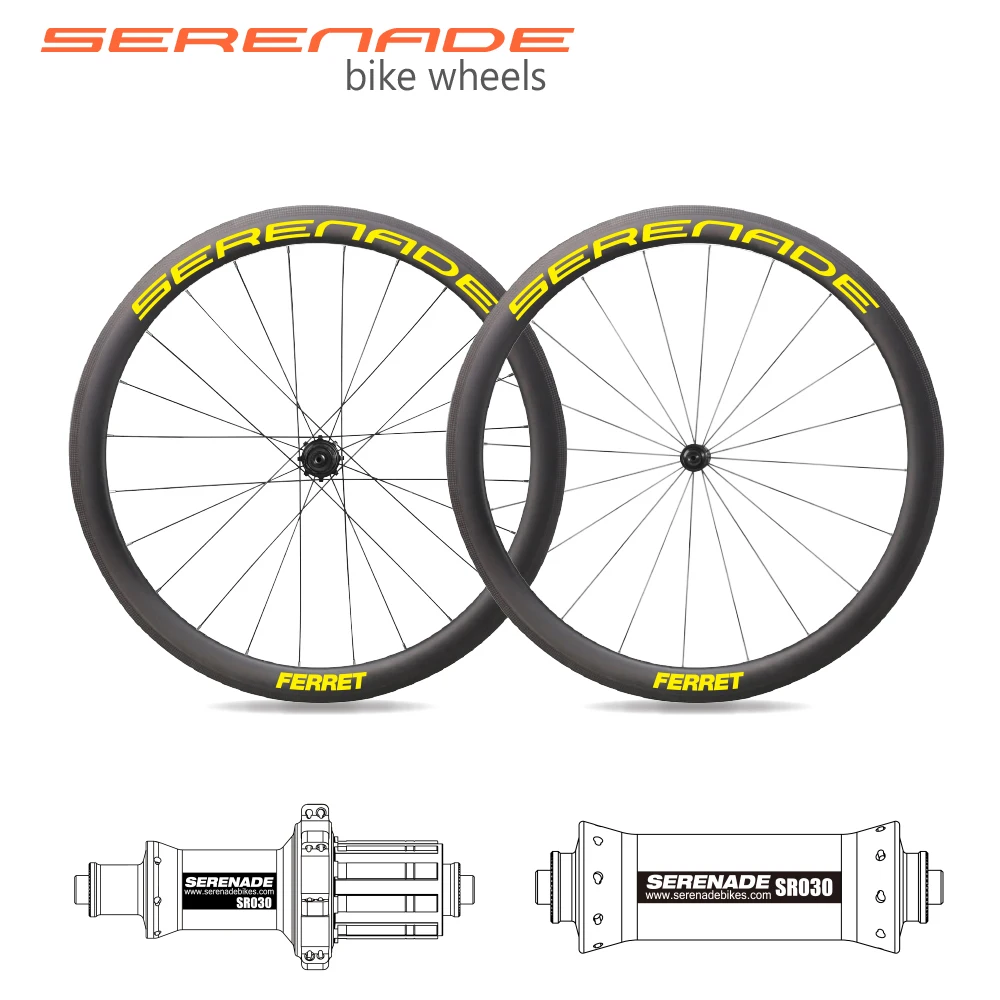 700c Ferret 45mm Tubeless Road Bike Wheelset 28mm Wide Wheel Carbon Clincher Rims Brake With Light Weight Hub