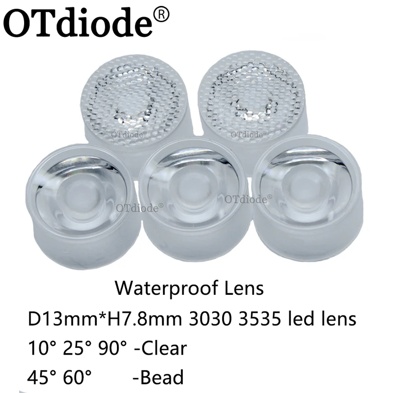 13mm 3535 XPE XPE2 XPG XPG2 XTE Epiled/Semiled 3535 LED Lens wodoodporna dioda chipowa 3030 Clear Bead Surface Zintegrowany obiektyw