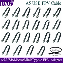 A5 FPV Monitor Standard USB Type-C Super Flat flexible FPC Charging Cable 90 Degree USB-C Micro USB Ribbon Cable AV output Cord