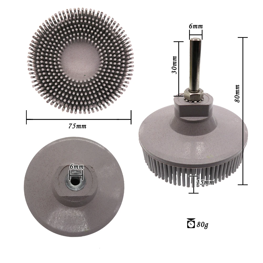 버 녹 제거 그라인딩 휠 3 개 2 인치 50mm 강모 디스크, 에머리 고무 연마 브러시 연마