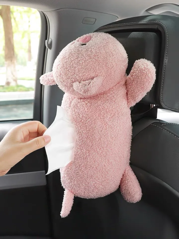 Cute Car Tissue Box Lamb Fabric Tissue Box Armrest Box Type Tissue Bag Car Accessories