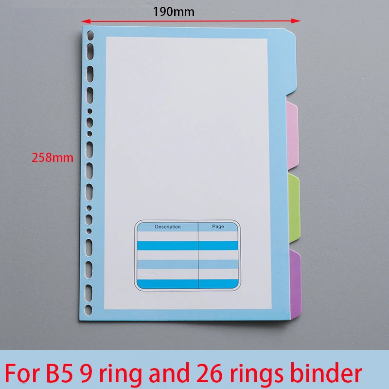 20 / 26 / 30 Holes A5 B5 A4  Index Divider Separator Notebook Accessory Stationery