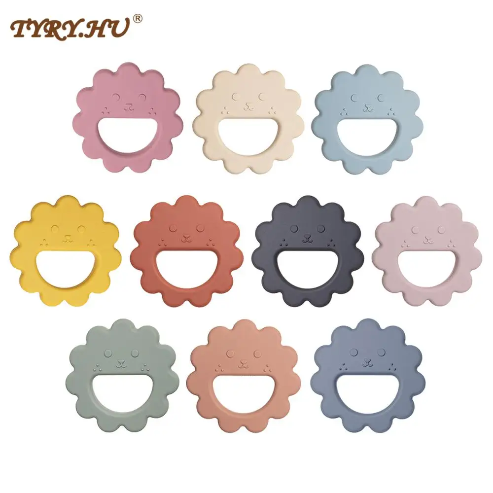 20 pc/lotes silicone mordedor grau alimentício leão dos desenhos animados mordedor presente de enfermagem bpa livre bebê dentição mordedor brinquedo acessórios anel