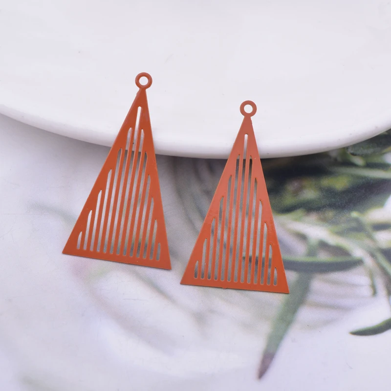 50 Stück AB1768 19*34mm Messing Orange Dreieck Anhänger DIY Ohrring – Detail 8