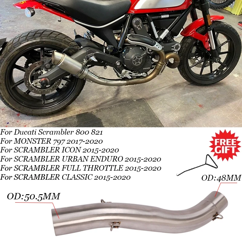 For DUCATI MONSTER 797 Scrambler ICON URBAN ENDURO FULL THROTTLE CLASSIC Motorcycle Exhaust Escape Modified Mid Tube Link Pipe