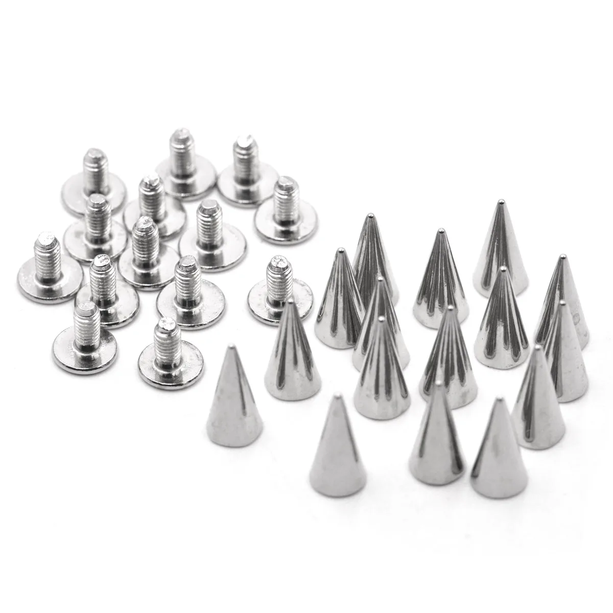 20Pcs Silber Kegel Niet Schraube Punk Stil Stud Leathercraft Spikes DIY Handwerk Liefert Kleidung Taschen Schuhe Zubehör 5.8*12mm – Detail 5