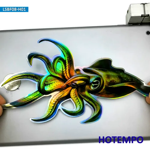 어부 보트 오토바이용 방수 스티커, 레이저 플래시, 거대한 오징어 아키텍처, 잉크피쉬, 큰 바다 물고기, 자동차 스티커, 20cm 