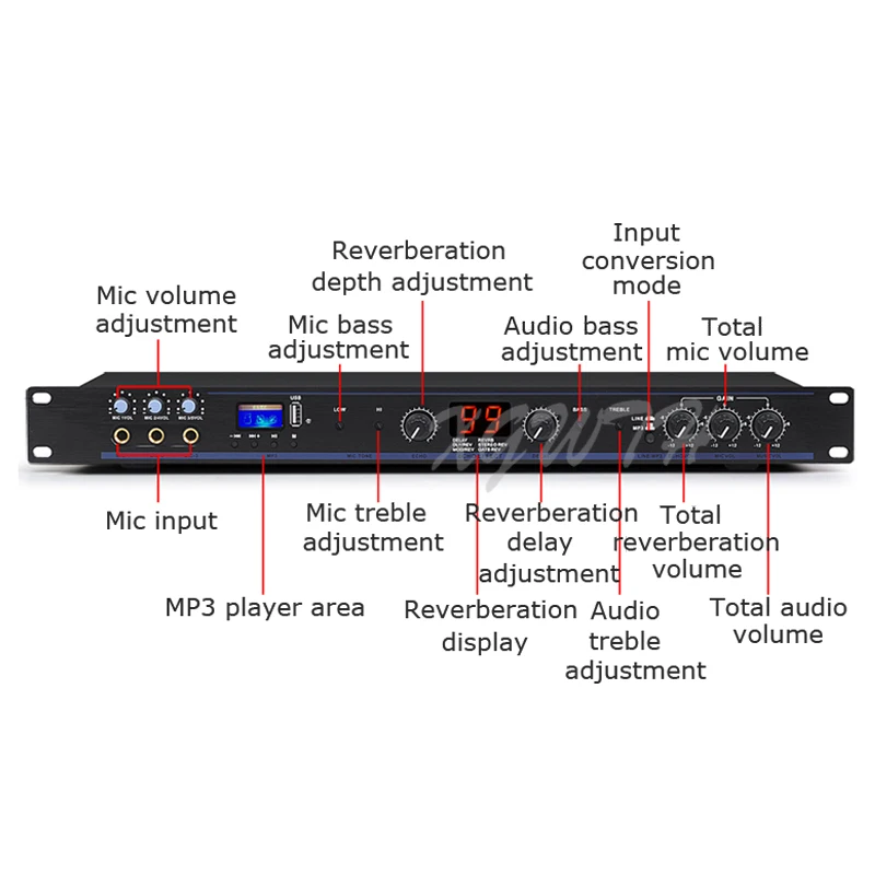 Imagem -03 - Xgwth Digital Pre-efeitos Processador 99 Dsp Reverb Efeito Sistema de Controlador de Som dj Equipamentos de Áudio com Usb para Estúdio de Karaoke