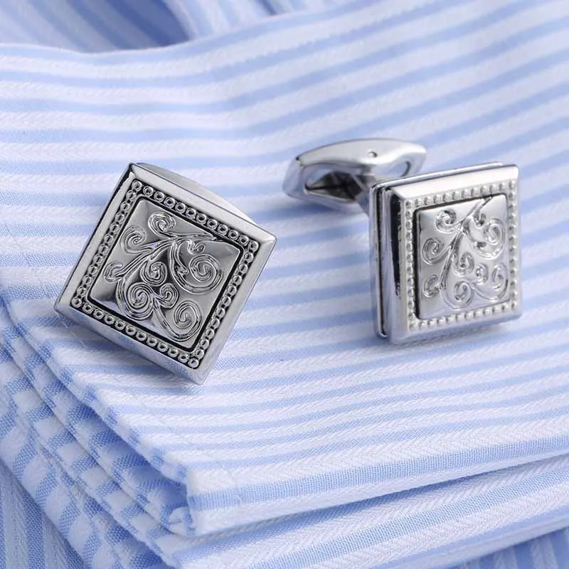 FLEXFIL shirt cufflinks men's cuff buttons cuff links gemelos High Quality Metal white Flowers wedding abotoaduras Jewelry