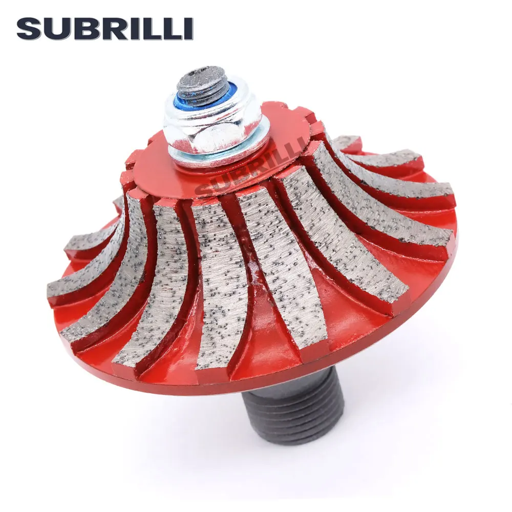 SUBRILLI Diamond Segmented Router Bit Metal Grinding Profile Wheel B20 Demi-Bullnose Edge Profiling 1/2GAS Thread For Tile Stone