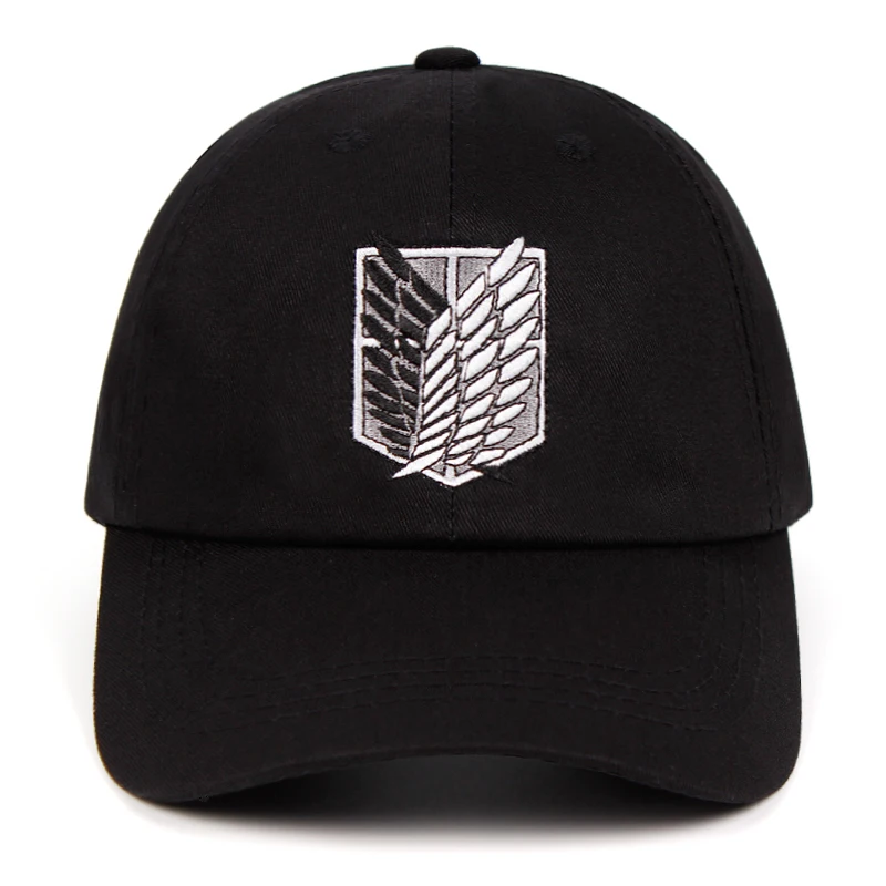 

100% Cotton aot regiment Dad Hat embroidery Baseball Cap Women Men Snapback Black Shield Attack on Titan