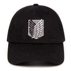 Gorra de béisbol bordada para hombre y mujer, gorro de béisbol 100% algodón con bordado del regimiento aot, Snapback, escudo negro, Attack on Titan