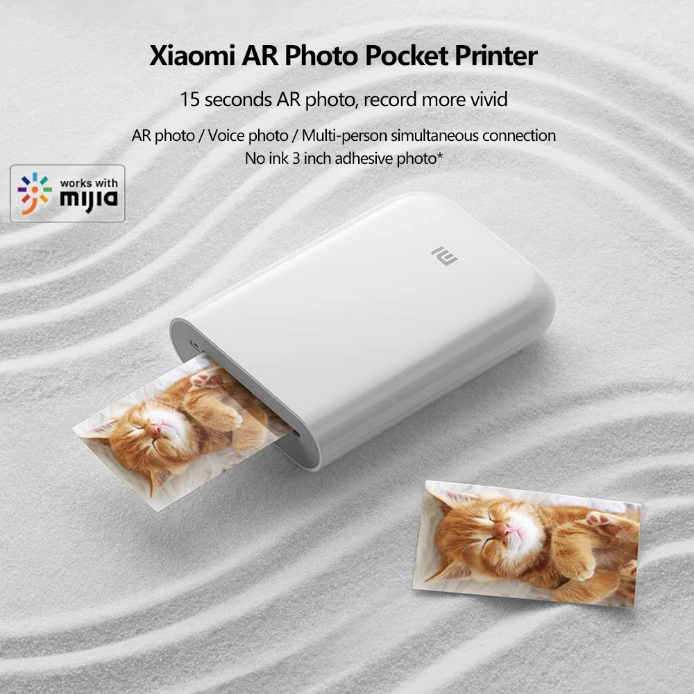 Xiaomi Mijia เครื่องพิมพ์พกพา, กระดาษซิงก์แผ่นกาวสำหรับ Xiaomi 3นิ้วเครื่องพิมพ์ภาพถ่ายขนาดพกพา