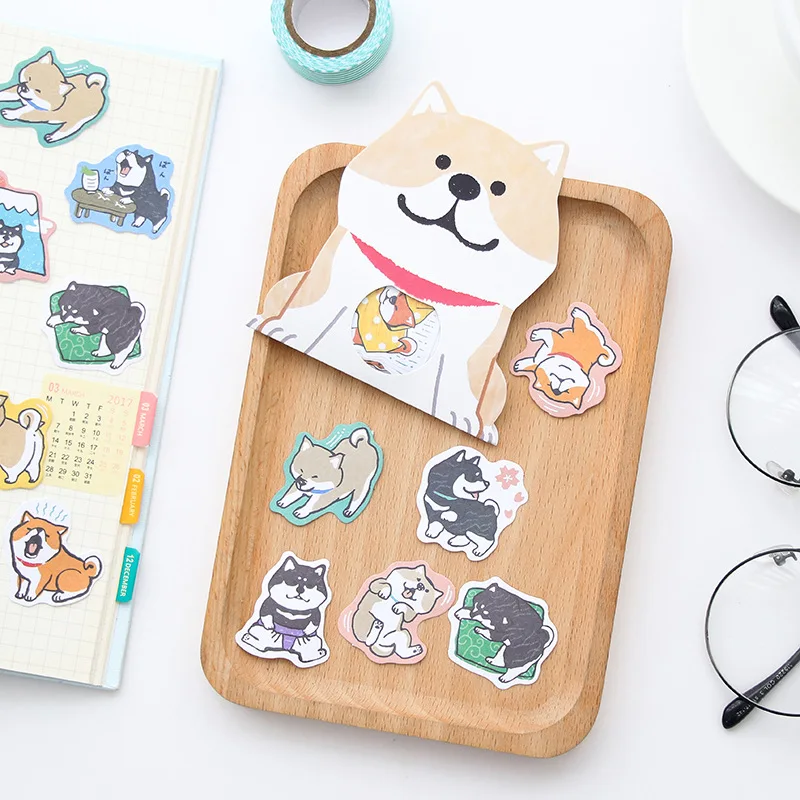 30pcs/pack Cute Dog Shiba Inu Akita Husky Label Stickers Decorative Stationery Stickers Scrapbooking DIY Diary Album Stick Label