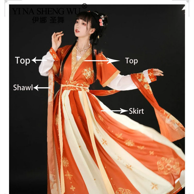 Hanfu Kostüme Tang-dynastie Weibliche Rock Folk Dance Chinesischen Traditionellen Fee Prinzessin Kleid Bühnen Kostüm Dancewear