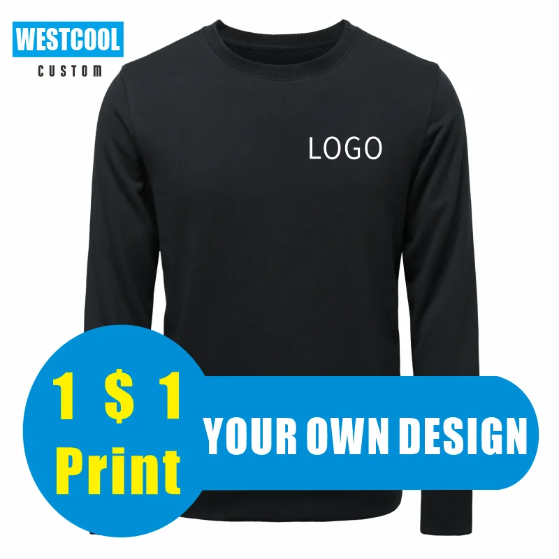 

Round Neck Custom Sweatershirt Logo Embroidery Hoodie Logo Fashion Men And Women Tops Printed WESTCOOL2020