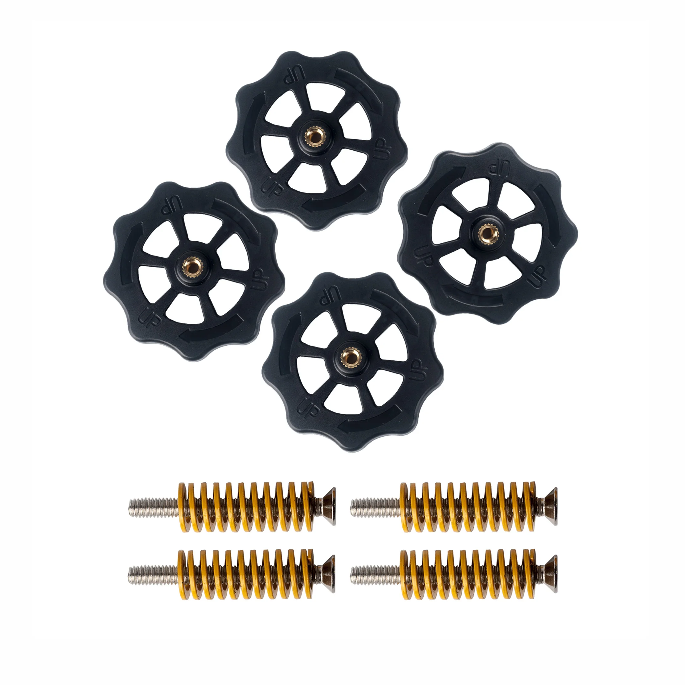 

4PCS Heated Bed Spring Leveling Kit Hand Leveling Nut Upgraded Set Adjustment Nut+Springs+Screw Heatbed for Ender 3/V2/Pro CR 10