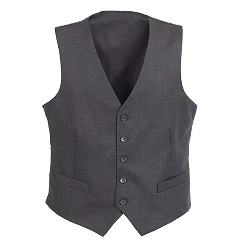 Men's Suit Vest Black Stain Business Waistcoat Jacket Grey Burgundy Formal Slim Fit Gilet Homme Vests For Groosmen Man Wedding