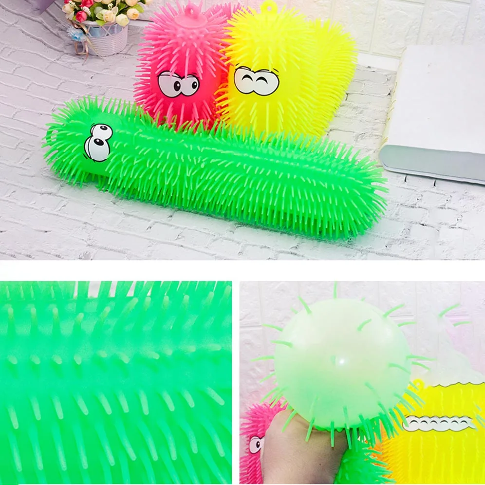 Luminous Decompression Toy Caterpillar Animal LED Electric Cartoon Vent Fur Ball Light Saber  Squishy  Fidget Toys  Stress Toys