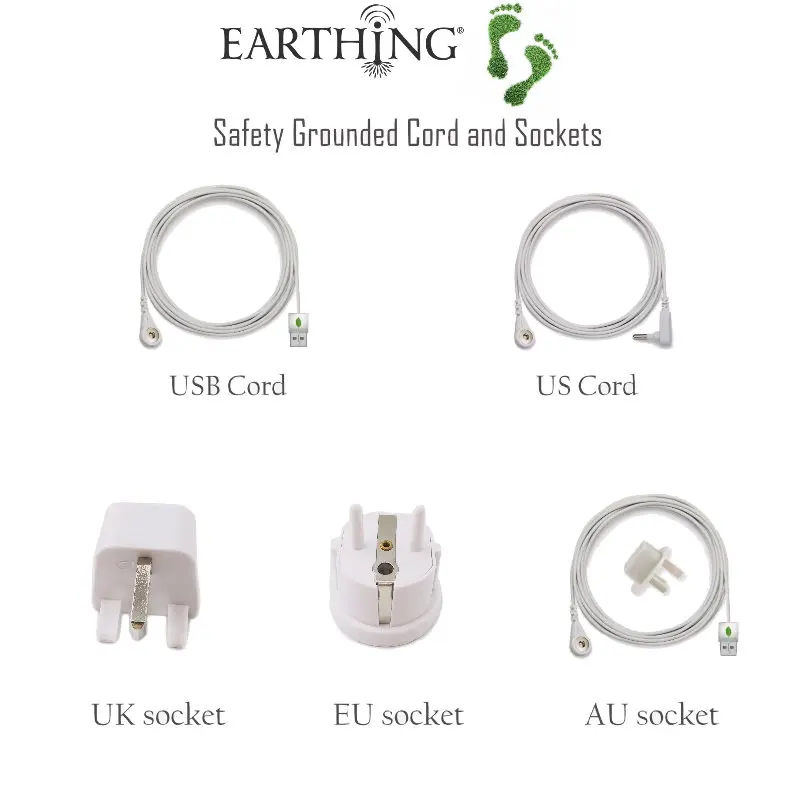 Earthing UK Socket with the grounding cord for earthing sheets pillow case universal mat