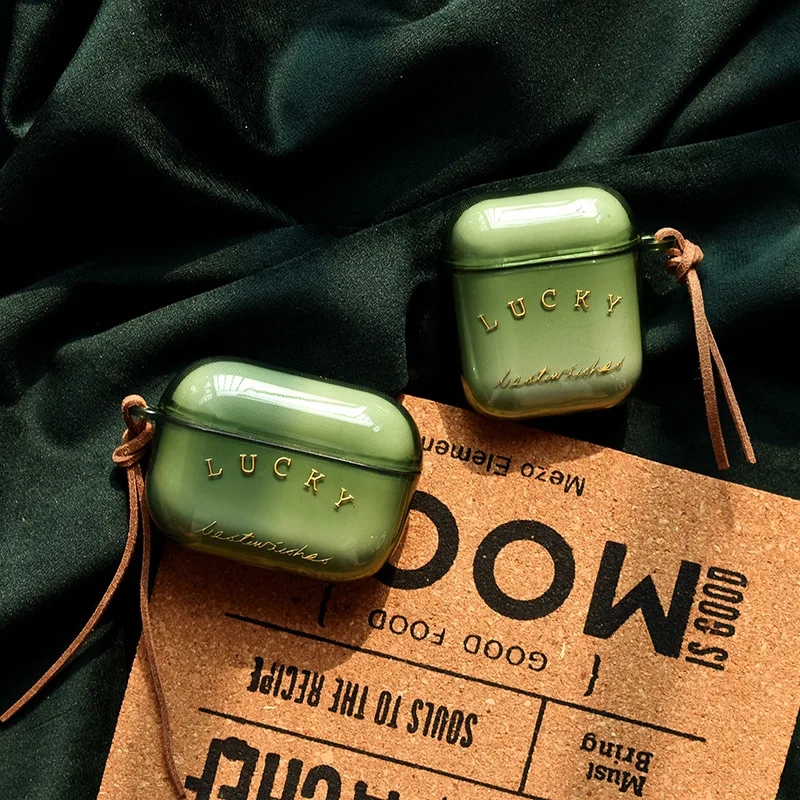 Lucky-funda translúcida para Apple airpods 1 y 2, funda de silicona suave para auriculares inalámbricos, Airpods Pro 1 y 2