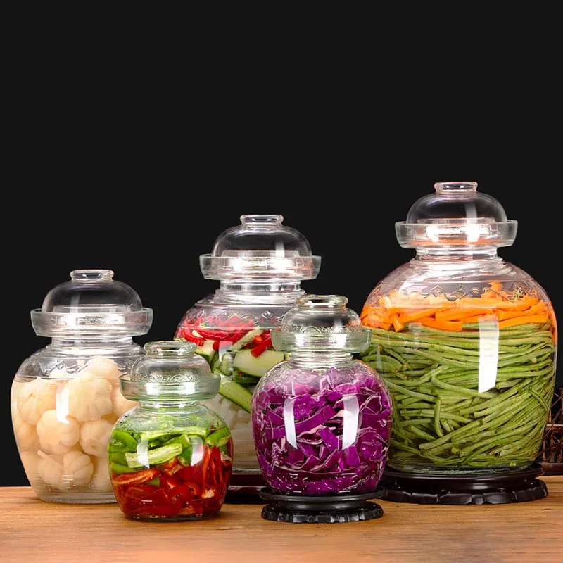 1500-10000 ml Thicken Transparent Glass Pickle Jar Large Household Capacity Kimchi  Jars Pickling Pickles Container Storage Tank