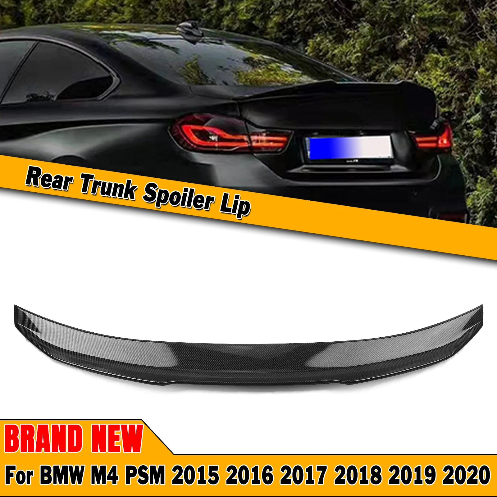 

Rear Trunk Lid Spoiler Wing For 2015-2020 BMW F82 M4 Coupe 2 Door Only PSM Style ABS Carbon Fiber Look/Gloss Black Splitter Lip