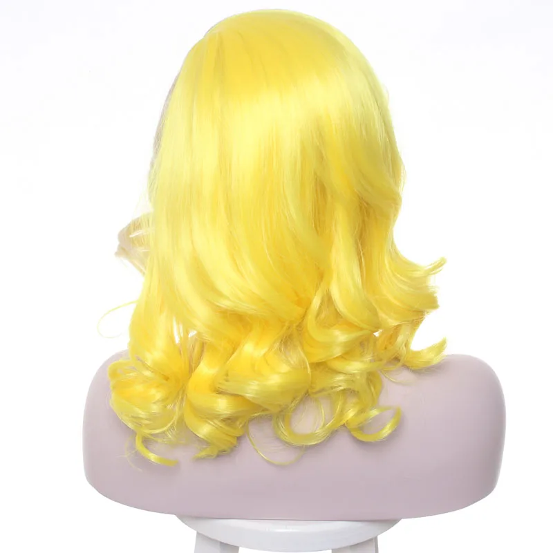 Lady Gaga Wig Yellow Blonde Mixed Synthetic Hair Cosplay Wig Halloween Party Costume Wigs +wig cap