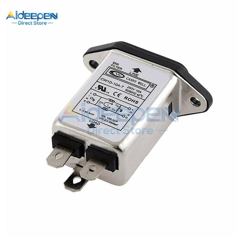 IEC Inlet Module AC Power Socket With Fuse EMI Filter 10A AC 250V CW1D-10A-T Suppressor Power Line Noise Filter Socket