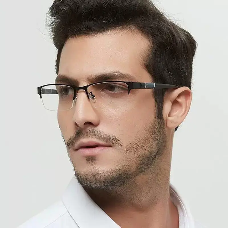 Myopia Glasses Men Anti-blue Light Men's Business Semi-Frame Finished Tr90 Handsome flat frames -1.0-2.0-2.5-3.04.5-5.0-6.0 E199