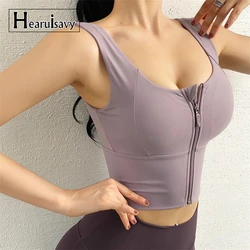 Women Sport Bra High Impact Gym Workout Bra Girls Front Zipper Shockproof Brassiere Padded Yoga Running Crop Top Sportwear Femme