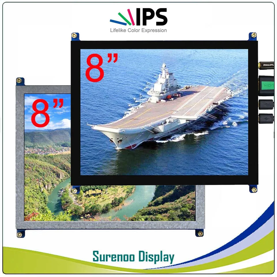 

8.0" 1024*768 4:3 High Brightness HDMI-Compatible LCD Module Display Monitor IPS Screen USB Capacitive Touch Panel Audio Output