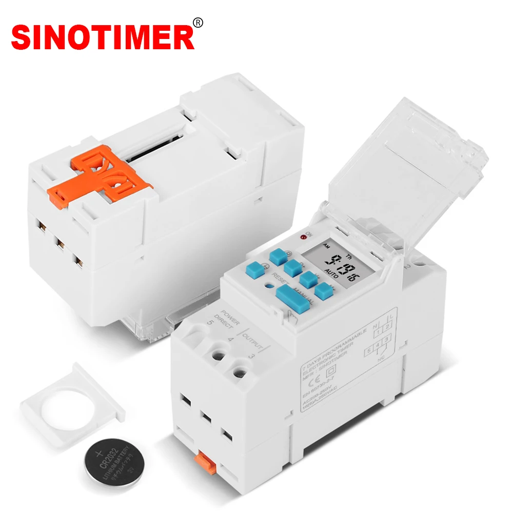 DIN Rail 4 Pins Voltage Output Digital Switch Timer 220V 110V 24V 12V 5V Electronic Time Clock Relay with Replaceable Battery