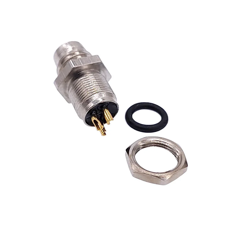 M8 Flange Socket Sensor Male&Female Stainless Steel Connector A Type 3&4 Pin panel back mount threaded coupling