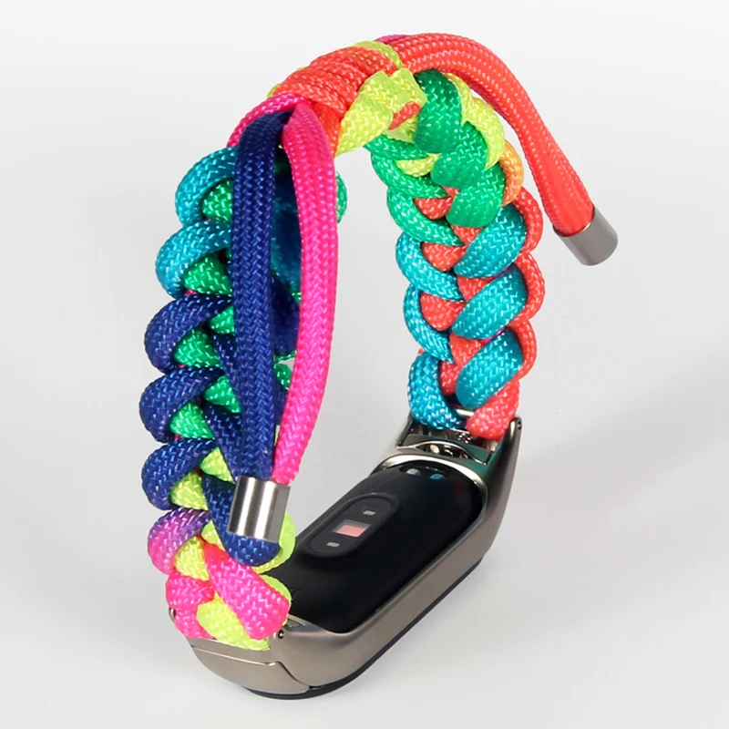 Colorful DIY Mi Band 5 6 7 Bracelet for Xiaomi Mi Band 4 Strap Miband 3 Woven Nylon Mi7 Writband Replacement Woman Man Watchband