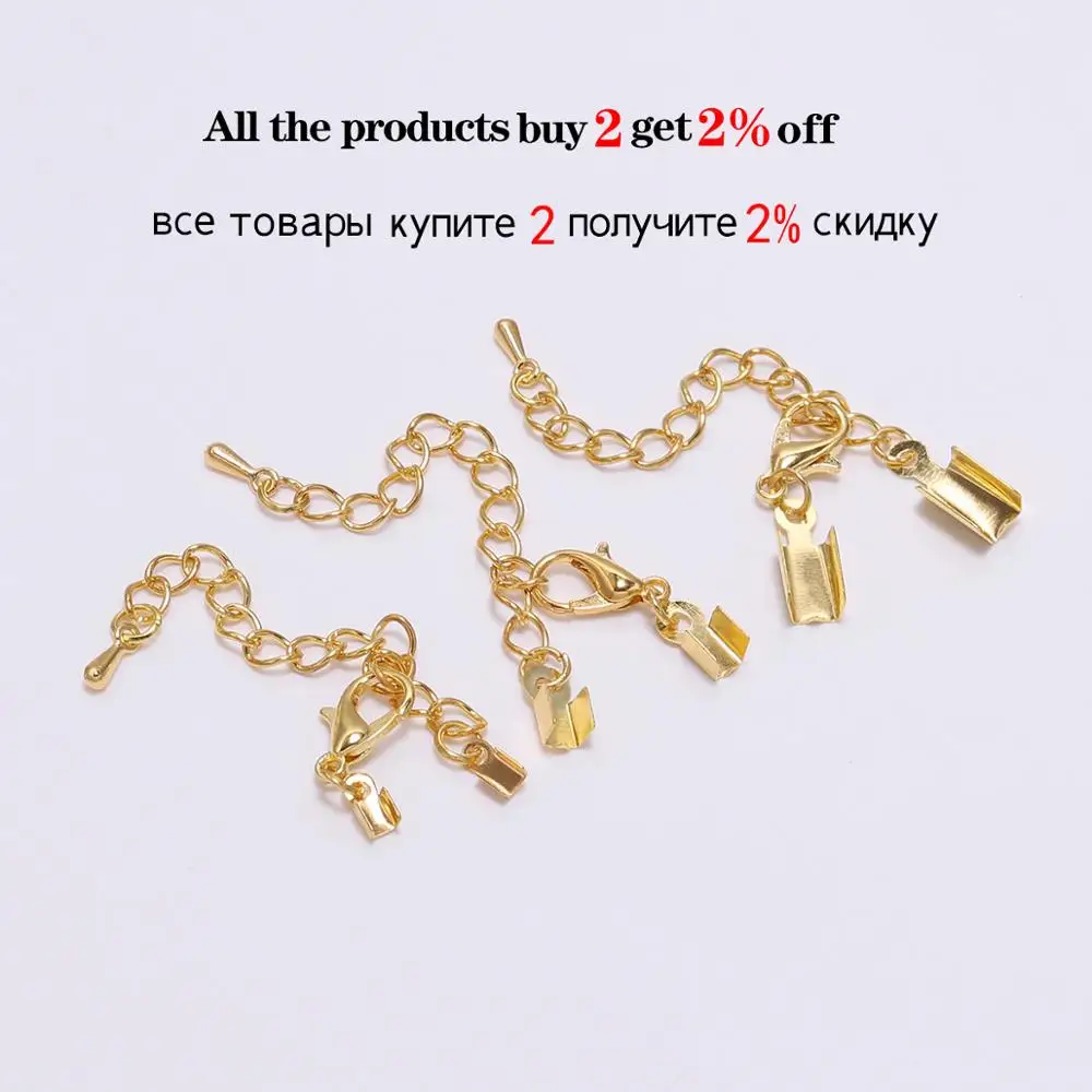 10pcs/lot 3 4 5 8mm Cord Clips End Caps With Lobster Clasps Chain Fit Round Cord Connectors For Jewelry Making Findings Supplies