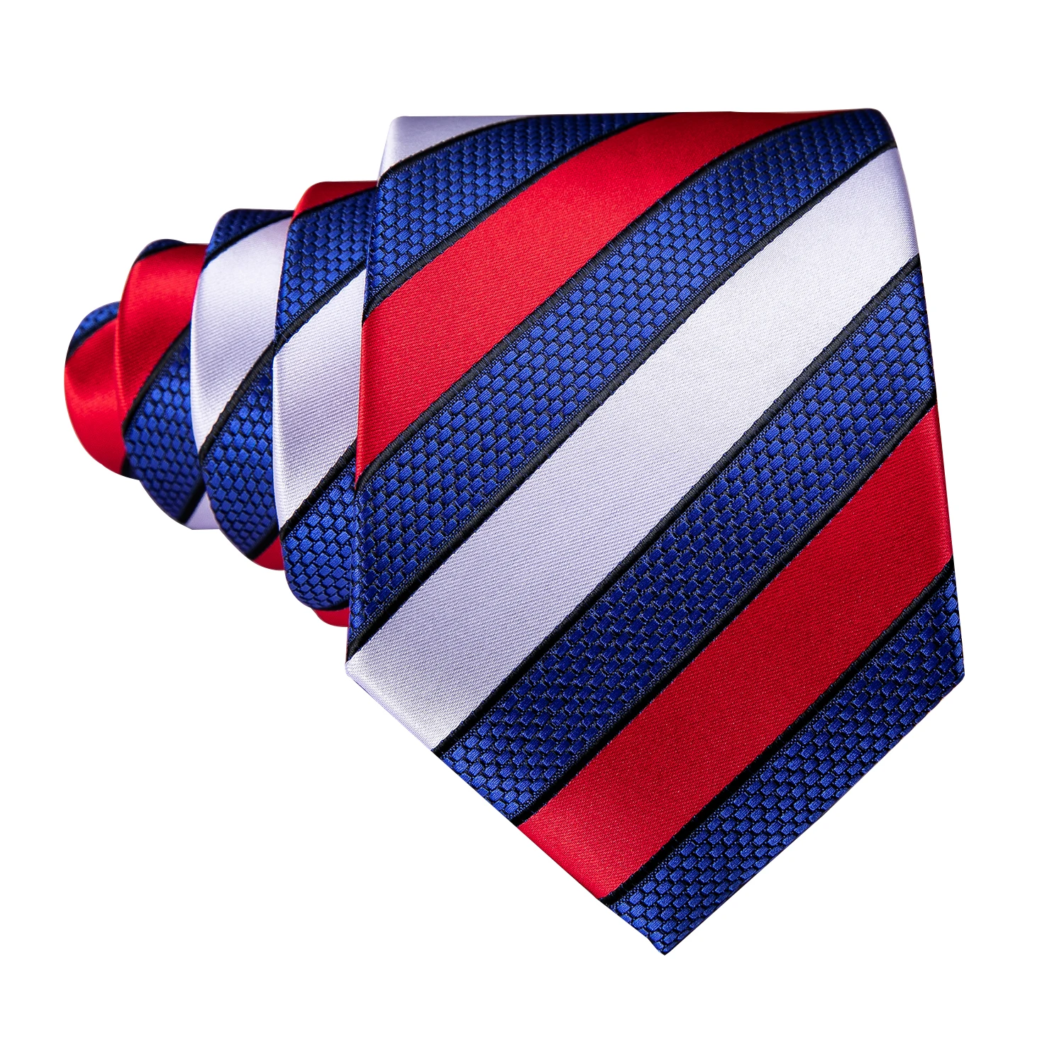 New Fashion Red Striped Men Tie Set Silk Jacquard Neckties Wedding Business Handkerchief Cufflink Tie Set Barry.Wang FA-5297