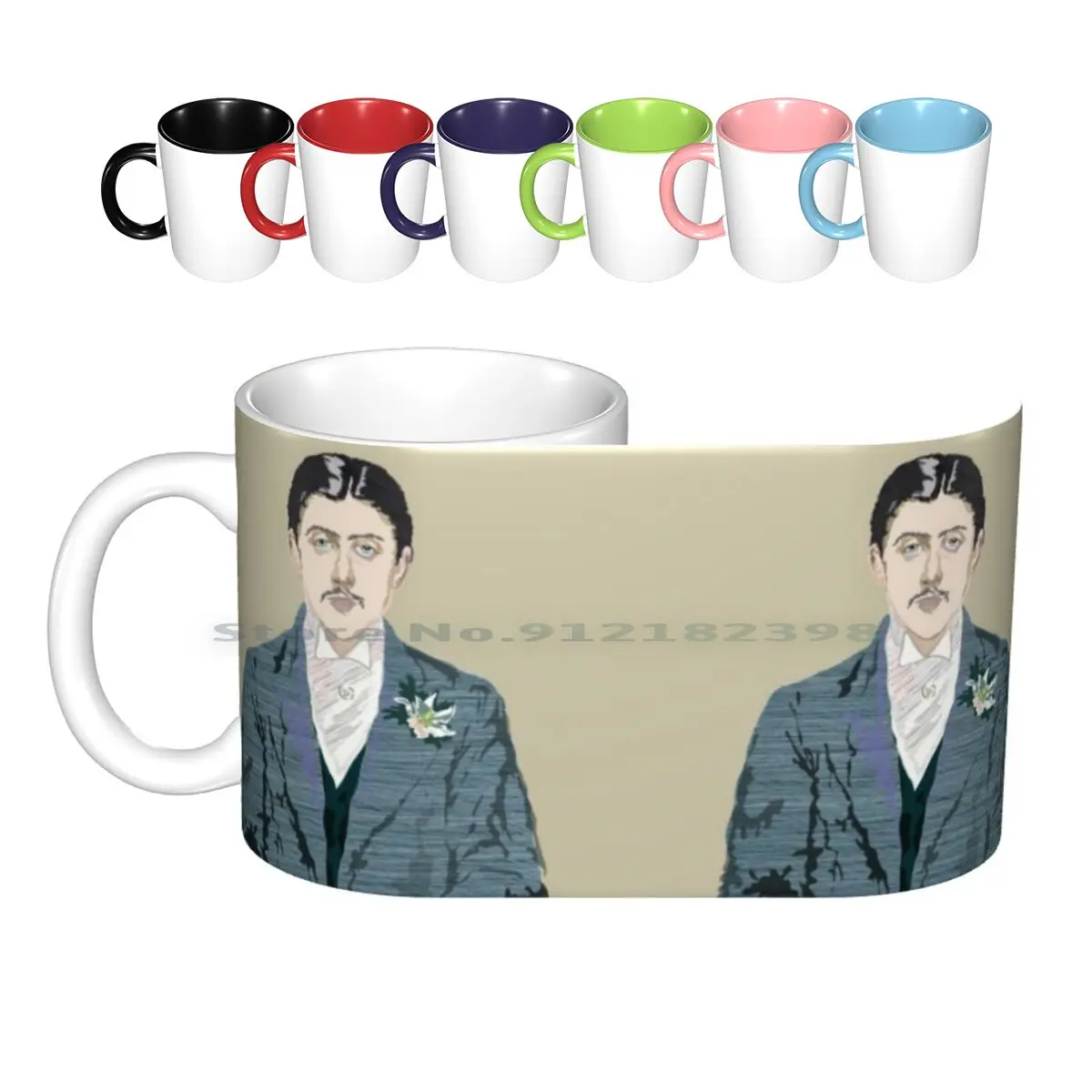 Marcel Proust Portrait Ceramic Mugs Coffee Cups Milk Tea Mug À La Recherche Du Temps Perdu Proust Prust Portrait Literature