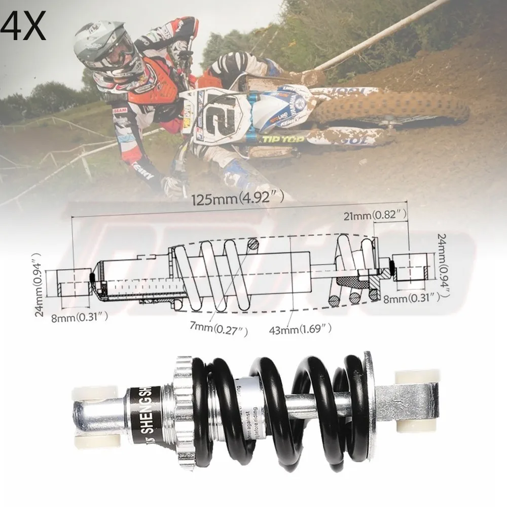 4xTDPRO 125mm 750LBS Rear Shock Absorber Damper Suspension Spring  For Bicycle Mini ATV Quad Dirt Scooter Go Kart Pocket Bike