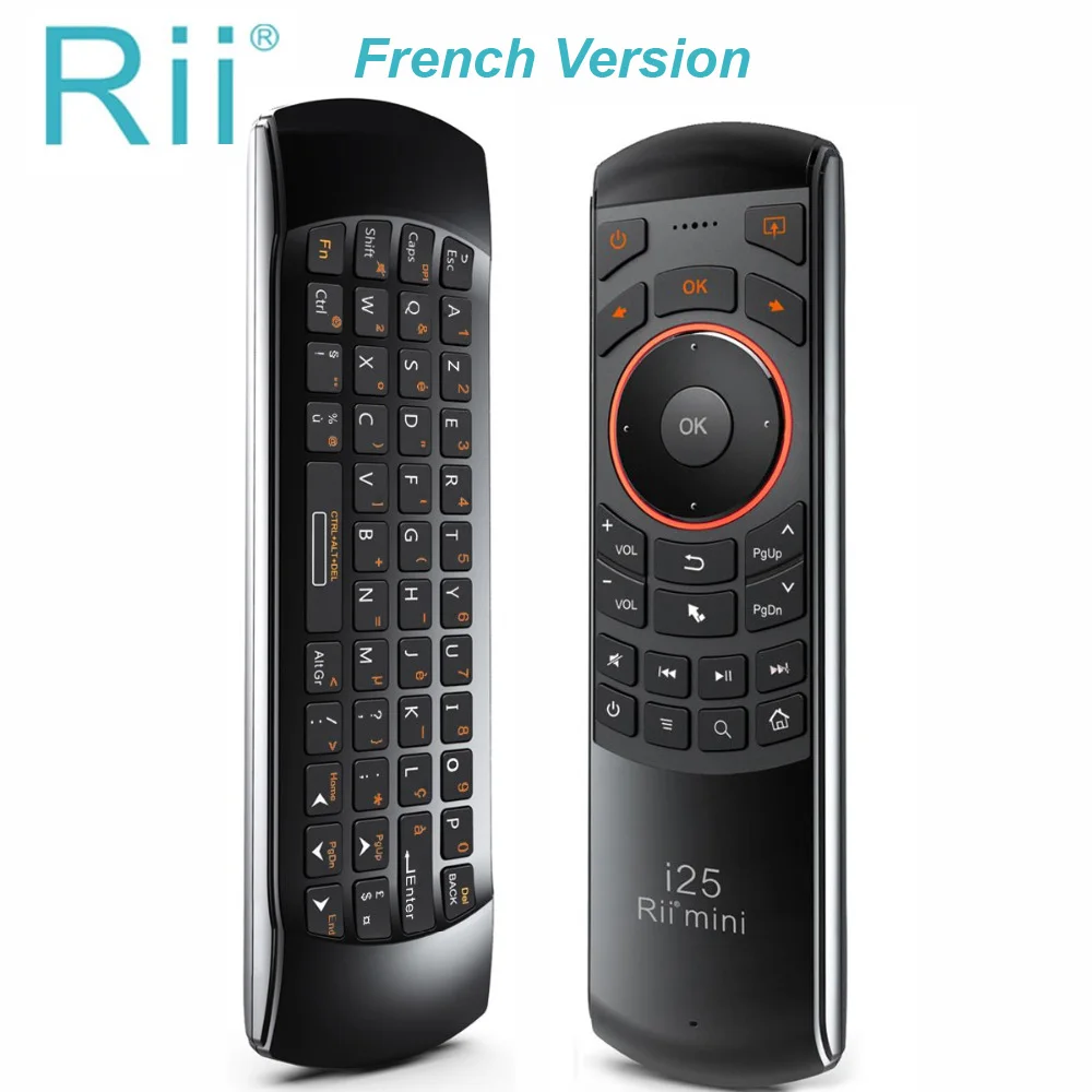 

(French Azerty) Rii Mini i25 2.4GHz Fly Mouse Remote Control with mini Keyboard for Smart TV Android TV Box IPTV PC HTPC