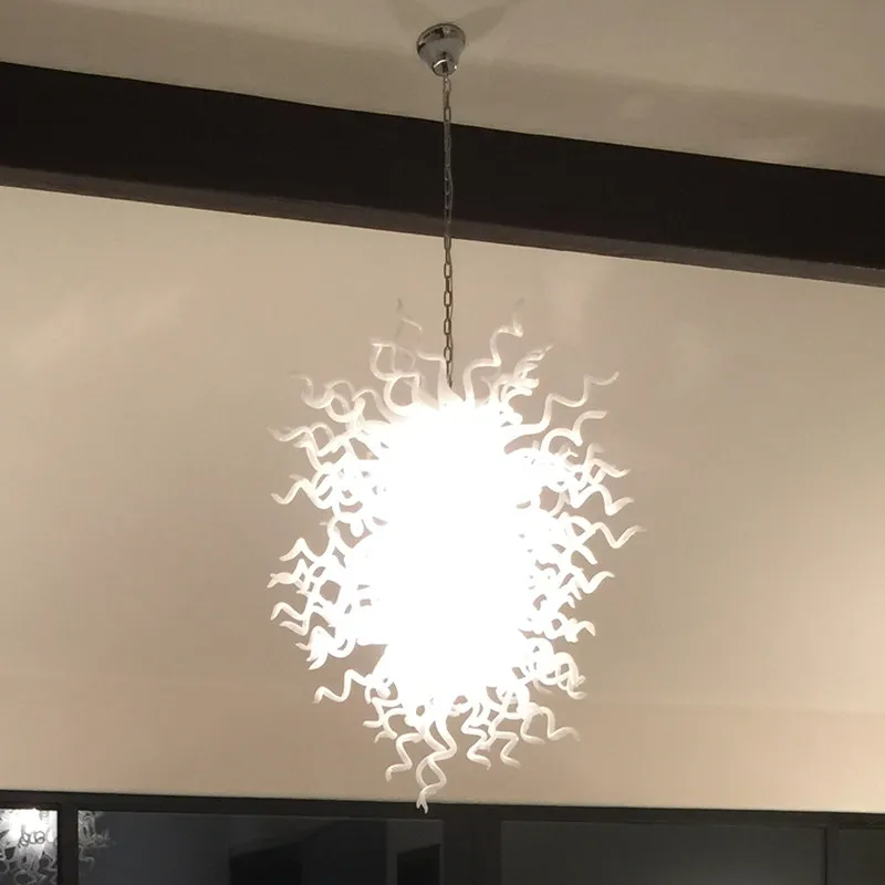 

Handmade Pendant Lamps New Design Modern Blow Glass Twist Chandelier Lighting White Color 32 Inches Long